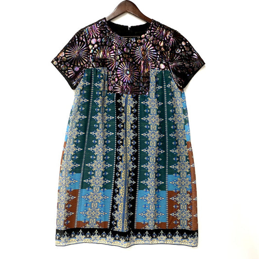【中古品】【レディース】 54-01-4975 USA製 ALL-OVER PATTERN ONEPIECE オールオーバーパターン ワンピース トップス オールインワン 170-250630-ma-21-izu サイズ：4 カラー：マルチ 万代Net店