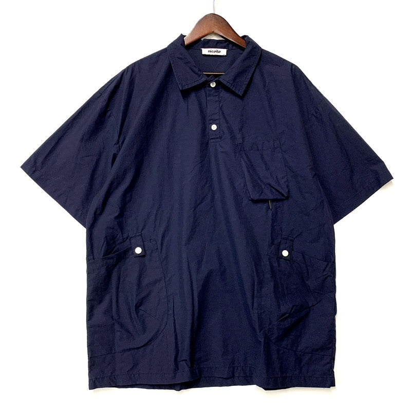 【中古品】【メンズ】 NICOILO ニコイロ SS NYLON PULLOVER SHIRT ショートスリーブ プルオーバーシャツ トップス 半袖 144-250630-ma-17-izu サイズ：XL カラー：NAVY 万代Net店