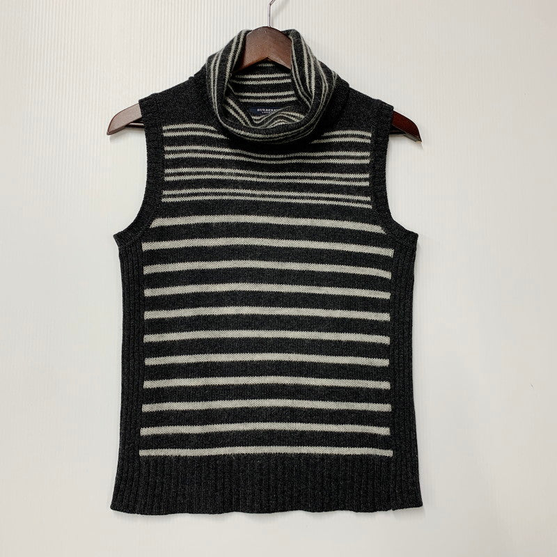 【中古品】【レディース】 BURBERRY LONDON バーバリー ロンドン CASHMERE MOHAIR KNIT VEST FB038-678-07 カシミア モヘア ニット ベスト トップス 170-250701-as-33-izu サイズ：2 カラー：ブラック系 万代Net店