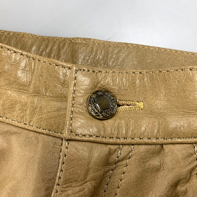 【中古品】【メンズ】 HORN WORKS ホーンワークス LEATHER PANTS レザーパンツ ズボン ボトムス 156-250630-ma-15-izu サイズ：28 カラー：BEIGE 万代Net店