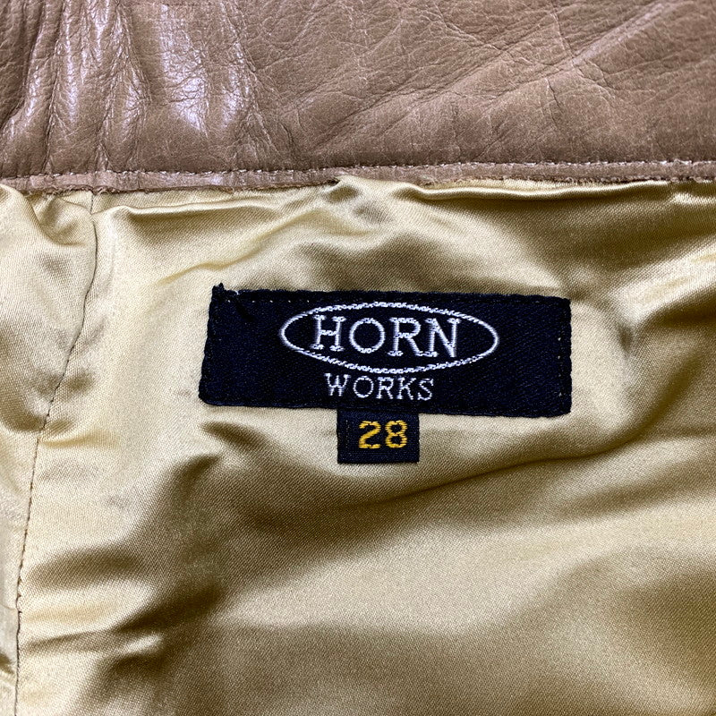 【中古品】【メンズ】 HORN WORKS ホーンワークス LEATHER PANTS レザーパンツ ズボン ボトムス 156-250630-ma-15-izu サイズ：28 カラー：BEIGE 万代Net店