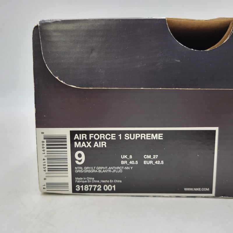 【現状渡し品】【メンズ】 NIKE ナイキ AIR FORCE 1 SUPREME MAX AIR 318772-001 エアフォース 1 サプリーム マックス エア スニーカー シューズ 靴 160-250629-as-12-izu サイズ：27cm カラー：NTRL GREY/LT GRAPHITE-ANTHRCT-NN Y 万代Net店