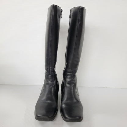 【中古品】【レディース】 LEATHER LONG BOOTS 0525 レザー ロングブーツ シューズ 靴 167-250701-as-03-izu サイズ：UK4.5 カラー：ブラック 万代Net店