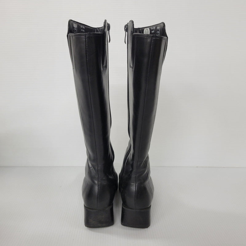 【中古品】【レディース】 LEATHER LONG BOOTS 0525 レザー ロングブーツ シューズ 靴 167-250701-as-03-izu サイズ：UK4.5 カラー：ブラック 万代Net店