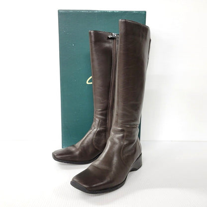 【中古品】【レディース】 LEATHER LONG BOOTS 0525 レザー ロングブーツ シューズ 靴 167-250701-as-04-izu サイズ：UK4.5 カラー：ブラウン 万代Net店