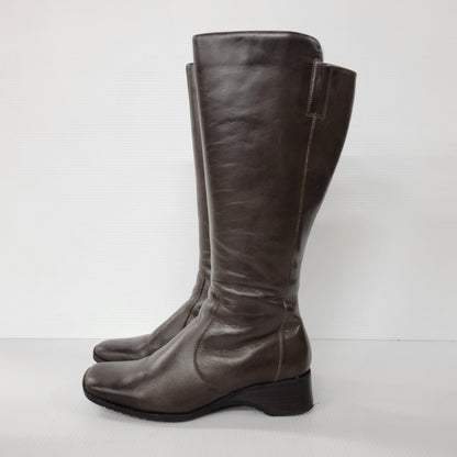 【中古品】【レディース】 LEATHER LONG BOOTS 0525 レザー ロングブーツ シューズ 靴 167-250701-as-04-izu サイズ：UK4.5 カラー：ブラウン 万代Net店