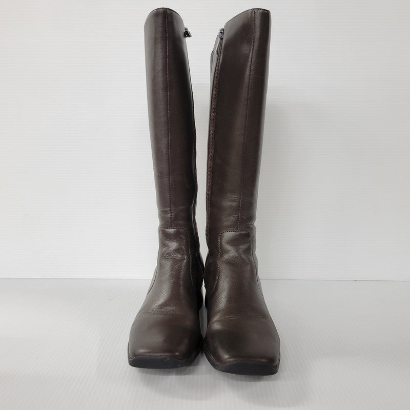 【中古品】【レディース】 LEATHER LONG BOOTS 0525 レザー ロングブーツ シューズ 靴 167-250701-as-04-izu サイズ：UK4.5 カラー：ブラウン 万代Net店