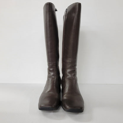 【中古品】【レディース】 LEATHER LONG BOOTS 0525 レザー ロングブーツ シューズ 靴 167-250701-as-04-izu サイズ：UK4.5 カラー：ブラウン 万代Net店