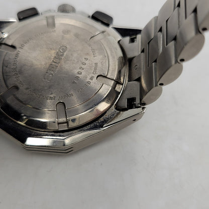 【中古品】【メンズ/レディース】 SEIKO セイコー 1/100SEC 7T82-0AC0 黒文字盤 クロノグラフ 腕時計 197-250629-as-09-izu カラー：シルバー×ブラック 万代Net店