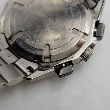 【中古品】【メンズ/レディース】 SEIKO セイコー 1/100SEC 7T82-0AC0 黒文字盤 クロノグラフ 腕時計 197-250629-as-09-izu カラー：シルバー×ブラック 万代Net店