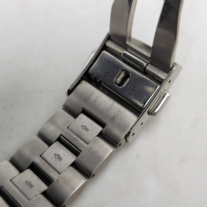 【中古品】【メンズ/レディース】 SEIKO セイコー 1/100SEC 7T82-0AC0 黒文字盤 クロノグラフ 腕時計 197-250629-as-09-izu カラー：シルバー×ブラック 万代Net店