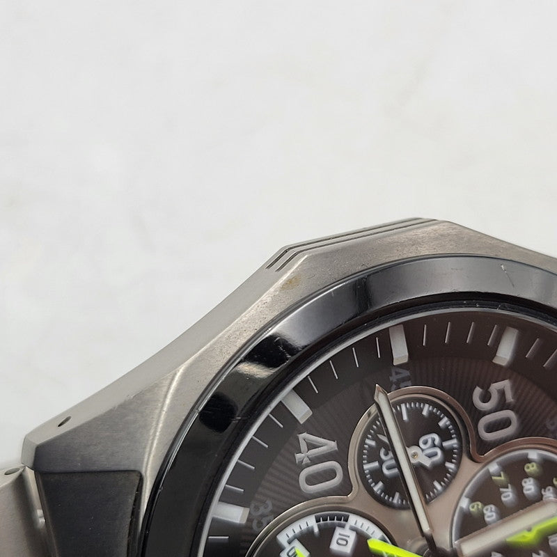 【中古品】【メンズ/レディース】 SEIKO セイコー 1/100SEC 7T82-0AC0 黒文字盤 クロノグラフ 腕時計 197-250629-as-09-izu カラー：シルバー×ブラック 万代Net店