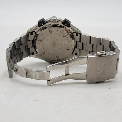 【中古品】【メンズ/レディース】 SEIKO セイコー 1/100SEC 7T82-0AC0 黒文字盤 クロノグラフ 腕時計 197-250629-as-09-izu カラー：シルバー×ブラック 万代Net店