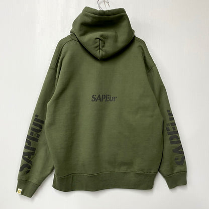 【中古品】【メンズ】 SAPEUR サプール REFLECTIVE LOGO HEAVY HOODED SWEATSHIRT リフレクティブロゴ ヘビーフーデッドスウェットシャツ トップス パーカー 長袖 142-250630-ma-03-izu サイズ：XL カラー：KHAKI 万代Net店