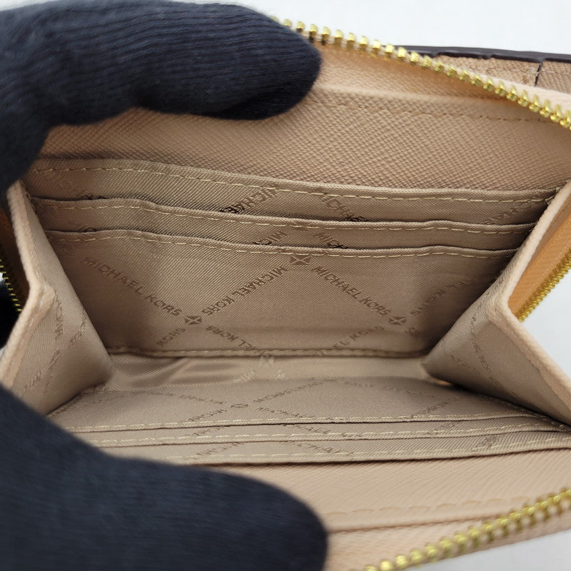 【中古美品】【レディース】 Michael Kors マイケルコース JET SET TRAVEL MD ZA SNAP WALLET LEATHER 35T0GTVD6L ジェットセットトラベル スナップ ウォレット レザー 財布 200-250705-as-05-izu カラー：ベージュ 万代Net店