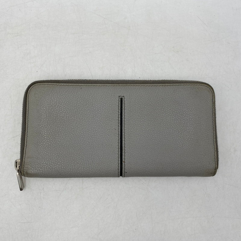 【中古品】【メンズ】 イタリア製 ラウンドファスナー長財布 ロングウォレット サイフ 200-250706-ma-03-izu カラー：GRAY 万代Net店
