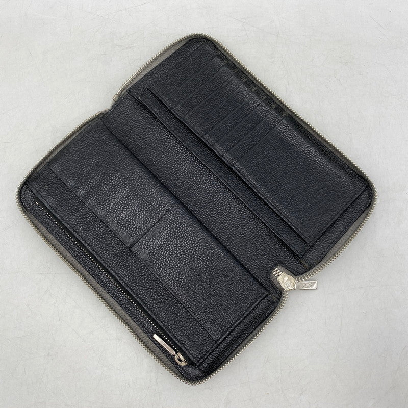 【中古品】【メンズ】 イタリア製 ラウンドファスナー長財布 ロングウォレット サイフ 200-250706-ma-03-izu カラー：GRAY 万代Net店