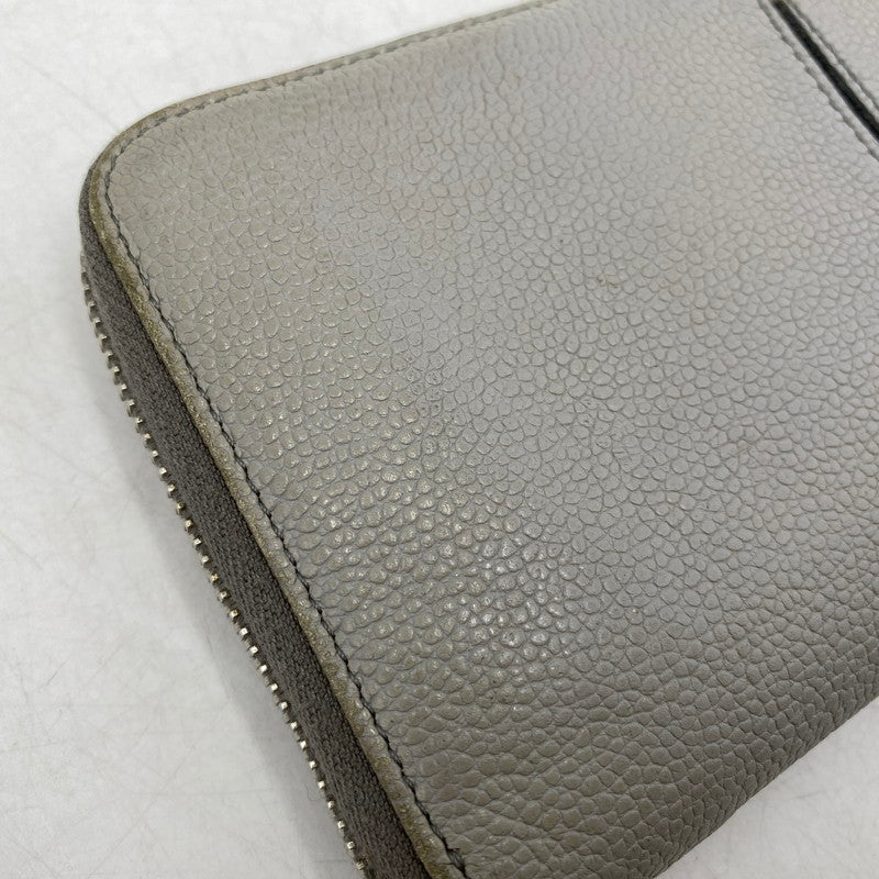 【中古品】【メンズ】 イタリア製 ラウンドファスナー長財布 ロングウォレット サイフ 200-250706-ma-03-izu カラー：GRAY 万代Net店
