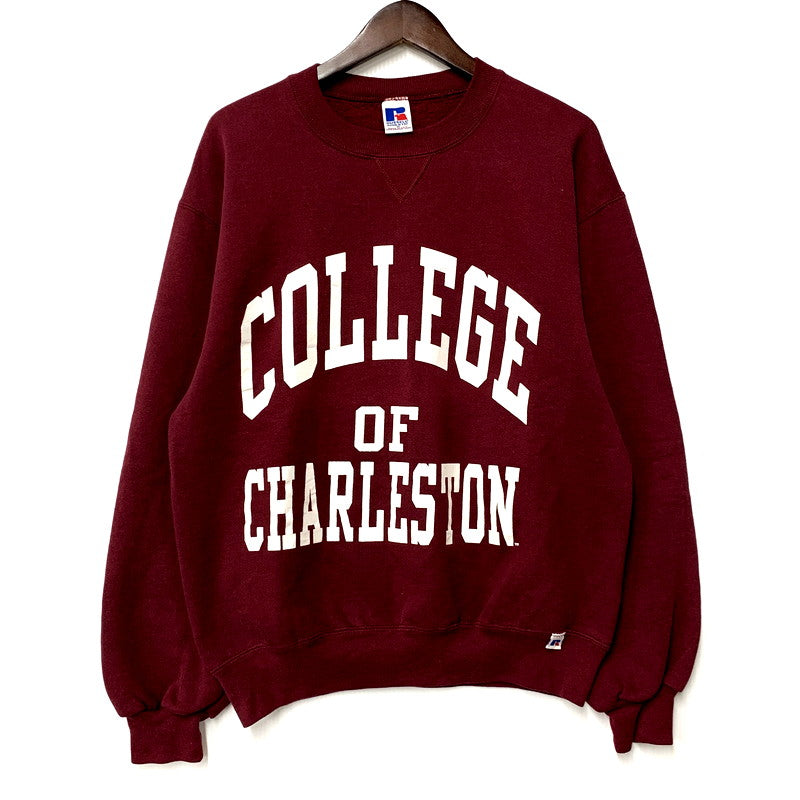 【中古品】【メンズ】 RUSSELL ATHLETIC ラッセルアスレティック COLLEGE OF CHARLESTON SWEATSHIRT スウェットシャツ USA製 三段プリント トレーナー 長袖 トップス 146-250707-as-16-izu サイズ：M カラー：レッド系 万代Net店