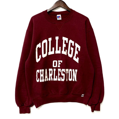 【中古品】【メンズ】 RUSSELL ATHLETIC ラッセルアスレティック COLLEGE OF CHARLESTON SWEATSHIRT スウェットシャツ USA製 三段プリント トレーナー 長袖 トップス 146-250707-as-16-izu サイズ：M カラー：レッド系 万代Net店