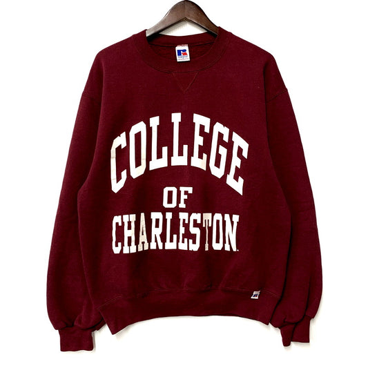 【中古品】【メンズ】 RUSSELL ATHLETIC ラッセルアスレティック COLLEGE OF CHARLESTON SWEATSHIRT スウェットシャツ USA製 三段プリント トレーナー 長袖 トップス 146-250707-as-16-izu サイズ：M カラー：レッド系 万代Net店