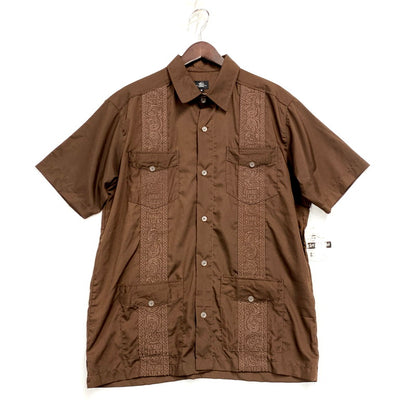 【中古美品】【メンズ】 HARD LUCK ハードラック GUAYABERA SHIRT グアヤベラシャツ キューバシャツ 半袖 トップス 142-250705-ma-02-izu サイズ：M カラー：BROWN 万代Net店