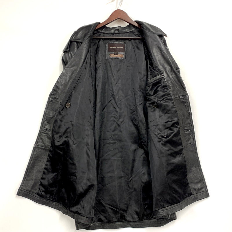 【現状渡し品】【メンズ】 D'HOMME A HOMME ドム アオム 44-198 SHEEPSKIN LEATHER JACKET シープスキン レザー ジャケット トップス アウター 146-250713-ya-06-izu サイズ：M カラー：BLACK 万代Net店