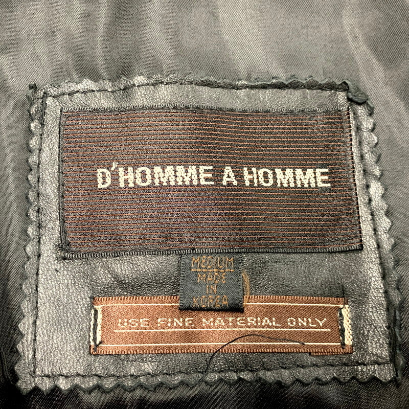 【現状渡し品】【メンズ】 D'HOMME A HOMME ドム アオム 44-198 SHEEPSKIN LEATHER JACKET シープスキン レザー ジャケット トップス アウター 146-250713-ya-06-izu サイズ：M カラー：BLACK 万代Net店