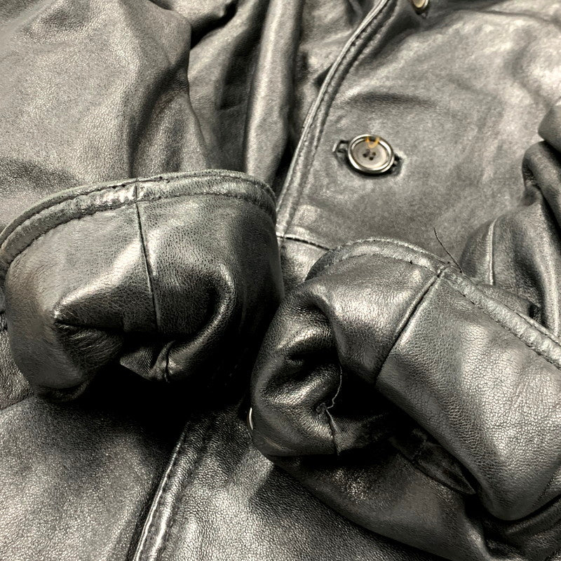 【現状渡し品】【メンズ】 D'HOMME A HOMME ドム アオム 44-198 SHEEPSKIN LEATHER JACKET シープスキン レザー ジャケット トップス アウター 146-250713-ya-06-izu サイズ：M カラー：BLACK 万代Net店
