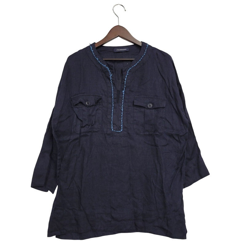 【中古品】【メンズ】 GIZ LACE LINEN SHIRT JUM4404 リネン シャツ トップス 140-250710-as-49-izu サイズ：2 カラー：ネイビー 万代Net店