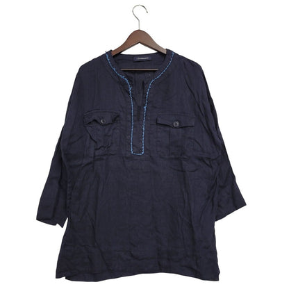 【中古品】【メンズ】 GIZ LACE LINEN SHIRT JUM4404 リネン シャツ トップス 140-250710-as-49-izu サイズ：2 カラー：ネイビー 万代Net店