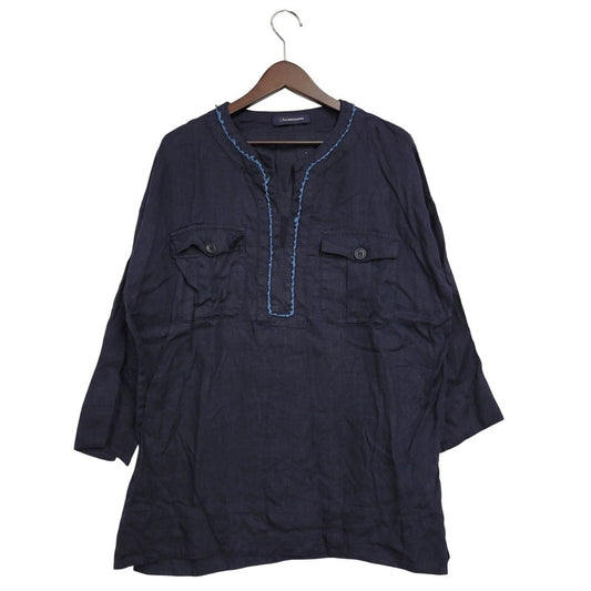 【中古品】【メンズ】 GIZ LACE LINEN SHIRT JUM4404 リネン シャツ トップス 140-250710-as-49-izu サイズ：2 カラー：ネイビー 万代Net店