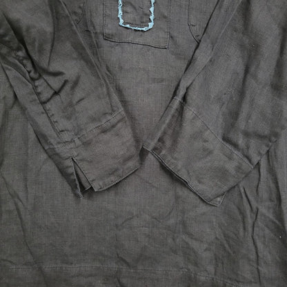 【中古品】【メンズ】 GIZ LACE LINEN SHIRT JUM4404 リネン シャツ トップス 140-250710-as-49-izu サイズ：2 カラー：ネイビー 万代Net店
