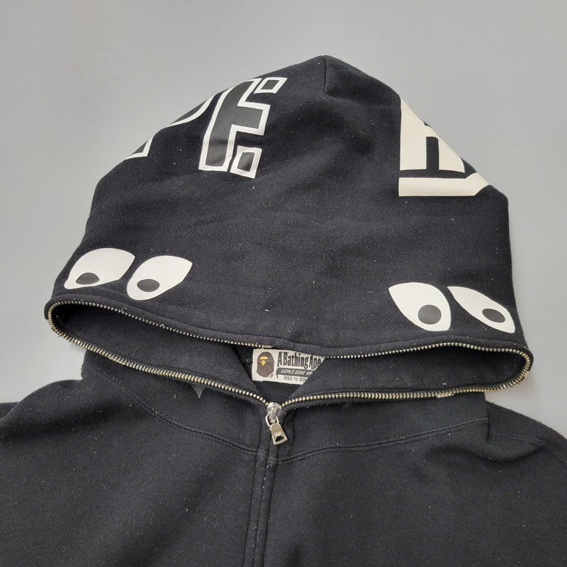 【中古品】【メンズ】 A BATHING APE アベイシングエイプ × BOUNTY HUNTER バウンティーハンター SHARK FULL ZIP HOODIE 001ZPD231921X シャーク フルジップ フーディー パーカー 長袖 トップス 142-250713-as-06-izu サイズ：XL カラー：ブラック 万代Net店