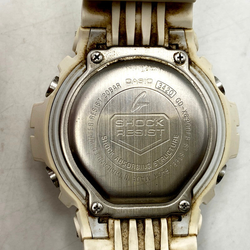 【現状渡し品】【メンズ】 G-SHOCK ジーショック GD-X6900FB-7JF X6900 SERIES デジタル腕時計 196-250718-ma-03-izu サイズ：57.5 × 53.9 × 20.4 mm カラー：白 万代Net店