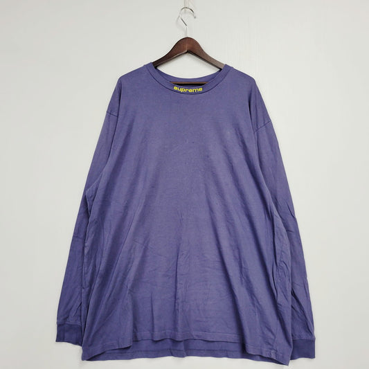 【中古品】【メンズ】 Supreme シュプリーム EMBROIDERED COLLAR L/S TOP エンブロイダード カラー ロングスリーブ トップ 長袖 Tシャツ トップス 149-250714-as-08-izu サイズ：XXL カラー：パープル 万代Net店