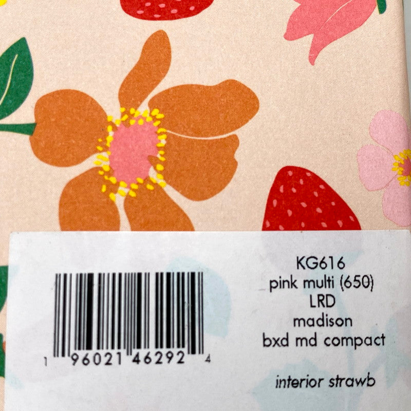 【中古美品】【レディース】 KG616 MADISON マディソン インテリアストロベリーガーデンプリント ミディアムコンパクトバイフォールドウォレット 財布 サイフ 200-250718-ma-15-izu カラー：PINK 万代Net店