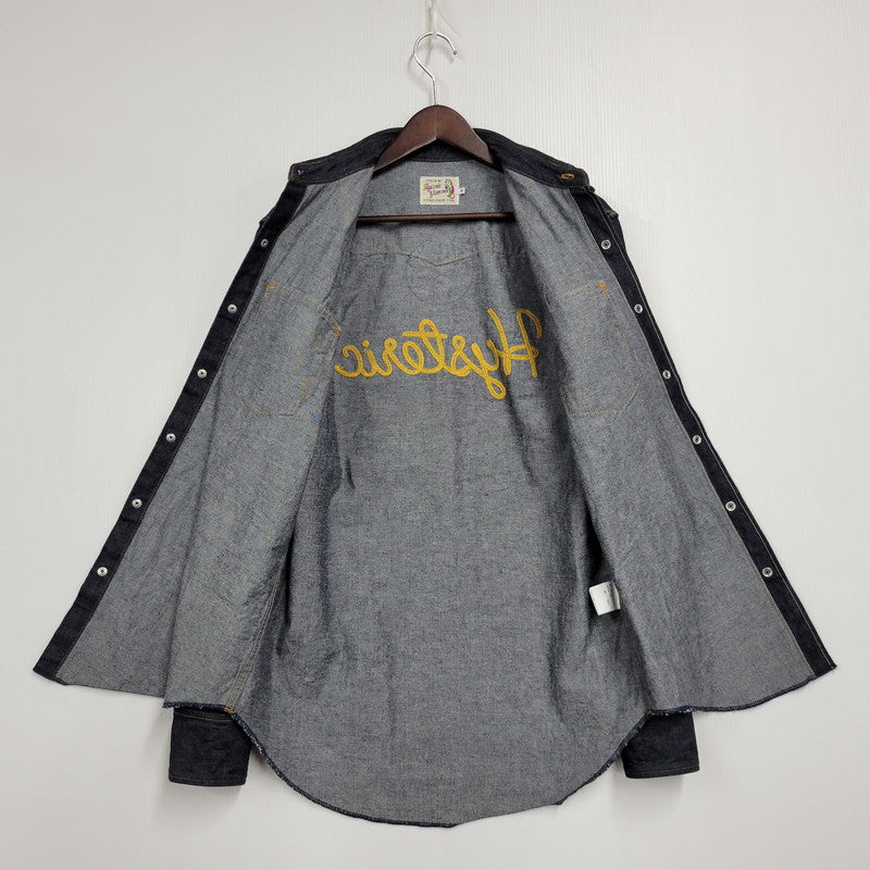 【中古美品】【メンズ】 HYSTERIC GLAMOUR ヒステリックグラマー WESTERN DENIM SHIRT 02243AH51 ウエスタンデニムシャツ HYSTERIC刺繍 長袖 トップス 140-250715-as-02-izu サイズ：M カラー：インディゴ 万代Net店