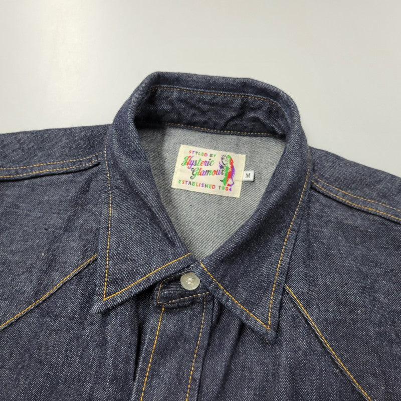 【中古美品】【メンズ】 HYSTERIC GLAMOUR ヒステリックグラマー WESTERN DENIM SHIRT 02243AH51 ウエスタンデニムシャツ HYSTERIC刺繍 長袖 トップス 140-250715-as-02-izu サイズ：M カラー：インディゴ 万代Net店