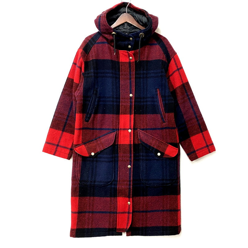 【中古品】【メンズ】 WOOLRICH ウールリッチ 1650-113 80S WOOL CHECK HOODED COAT 80年代 ウールチェックフーデッドコート アウター 長袖 146-250717-ma-03-izu サイズ：M カラー：赤系マルチ 万代Net店