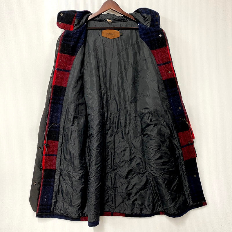 【中古品】【メンズ】 WOOLRICH ウールリッチ 1650-113 80S WOOL CHECK HOODED COAT 80年代 ウールチェックフーデッドコート アウター 長袖 146-250717-ma-03-izu サイズ：M カラー：赤系マルチ 万代Net店