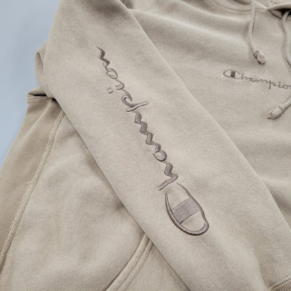 【中古品】【メンズ】 Champion チャンピオン REVERSE WEAVE HOODED SWEATSHIRT C8-Q130 リバースウィーブ フーデッド スウェットシャツ 青単色タグ パーカー 長袖 トップス 148-250719-as-16-izu サイズ：M カラー：ベージュ系 万代Net店