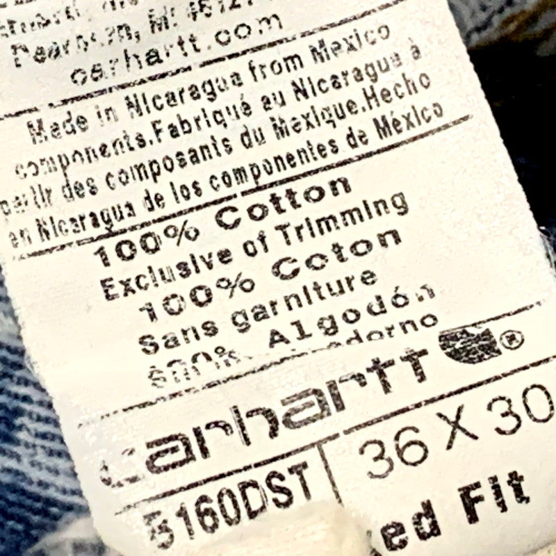 【現状渡し品】【メンズ】 Carhartt カーハート RELAXED FIT DENIM PANTS B160DST リラックスフィット デニムパンツ メキシコ製 ジーンズ ボトムス 157-250719-as-28-izu サイズ：36×30 カラー：ライトインディゴ 万代Net店