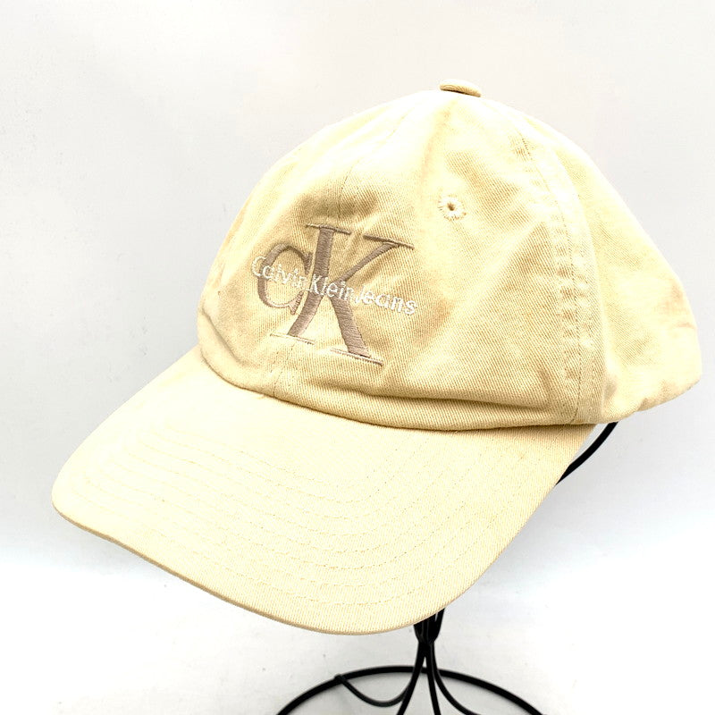 【中古品】【メンズ/レディース】 Calvin klein Jeans カルバンクラインジーンズ USA製 SNAP BACK COTTON CAP BEIGE スナップ バック コットン キャップ 帽子 185-250720-km-09-izu サイズ：F カラー：ベージュ 万代Net店
