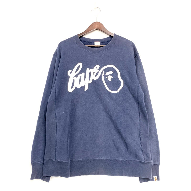 【現状渡し品】【メンズ】 FRONT PRINT SWEATSHIRT フロント プリント スウェットシャツ トレーナー 長袖 トップス 142-250719-as-20-izu サイズ：M カラー：ネイビー 万代Net店