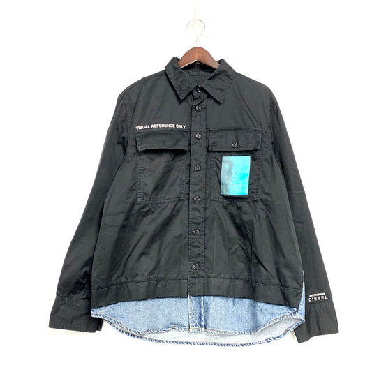 【中古品】【メンズ】 DIESEL ディーゼル S-DUSTIN LS DOCKING SHIRT A00094 ロングスリーブ ドッキング シャツ 長袖 トップス 141-250719-as-27-izu サイズ：S カラー：ブラック×インディゴ 万代Net店