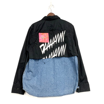 【中古品】【メンズ】 S-DUSTIN LS DOCKING SHIRT A00094 ロングスリーブ ドッキング シャツ 長袖 トップス 141-250719-as-27-izu サイズ：S カラー：ブラック×インディゴ 万代Net店