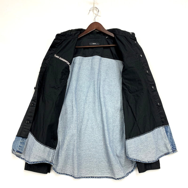 【中古品】【メンズ】 S-DUSTIN LS DOCKING SHIRT A00094 ロングスリーブ ドッキング シャツ 長袖 トップス 141-250719-as-27-izu サイズ：S カラー：ブラック×インディゴ 万代Net店