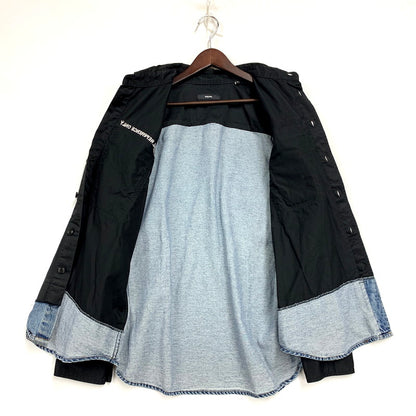 【中古品】【メンズ】 S-DUSTIN LS DOCKING SHIRT A00094 ロングスリーブ ドッキング シャツ 長袖 トップス 141-250719-as-27-izu サイズ：S カラー：ブラック×インディゴ 万代Net店