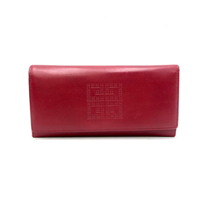 【中古品】【レディース】 GIVENCHY ジバンシィ EMBOSS LONG WALLET エンボス ロング ウォレット 財布 長財布 181-250723-ya-05-izu カラー：WINE RED 万代Net店